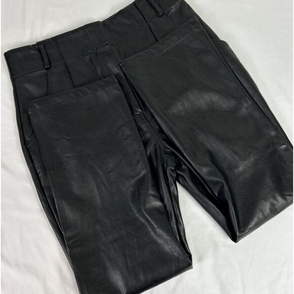 Lulu's Vegan Faux Leather Pants Black Pockets Ankle Soft Front‎ Seam Size Large - Picture 11 of 12